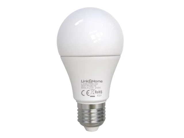 Link2Home LTHE279W Wi-Fi LED ES (E27) Opal GLS Dimmable Bulb, White + RGB 800 lm 9W