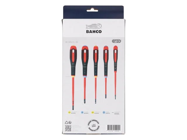 Bahco BE-9882SL ERGO™ Slim VDE Insulated Screwdriver Set, 5 Piece