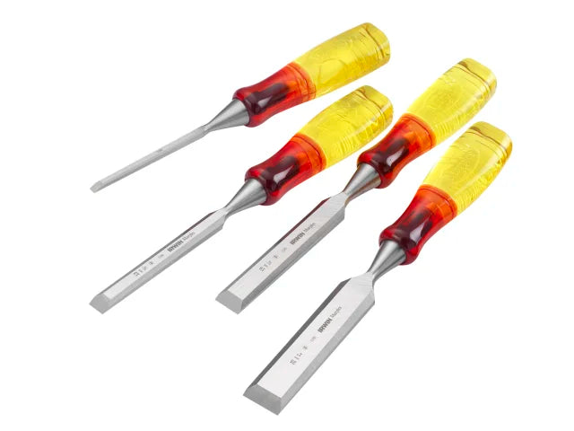 Irwin M373 Bevel Edge Chisel Splitproof Handle Set, 4 Piece