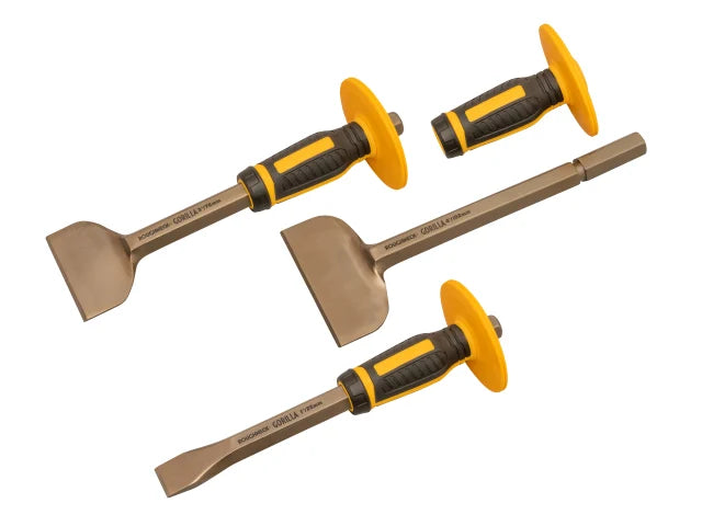 Roughneck GORILLA® Bolster & Chisel Set with Non-Slip Guards, 3 Piece