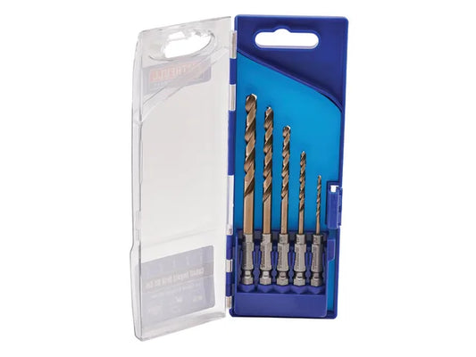 XMS24COBSET Faithfull 5 Piece Quick Change HSS Cobalt Impact Drill Bit Set