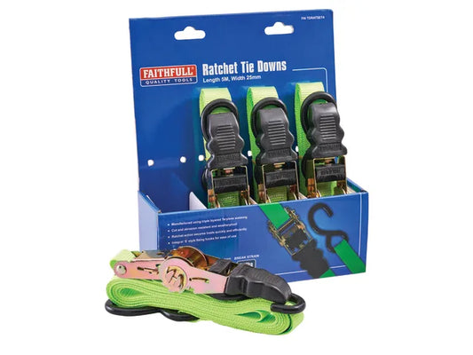 XMS24RATCHET Faithfull 4 Piece Ratchet Tie Down Set