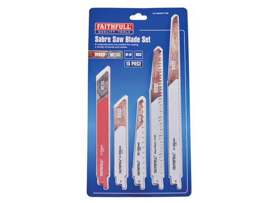 XMS24SABRE Faithfull 15 Piece Sabre Saw Blade Set