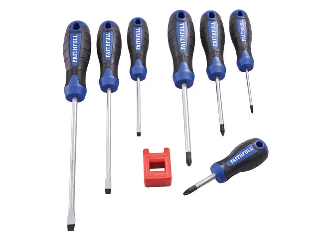 XMS24SDRIVER Faithfull 8 Piece Soft Grip Screwdriver Set