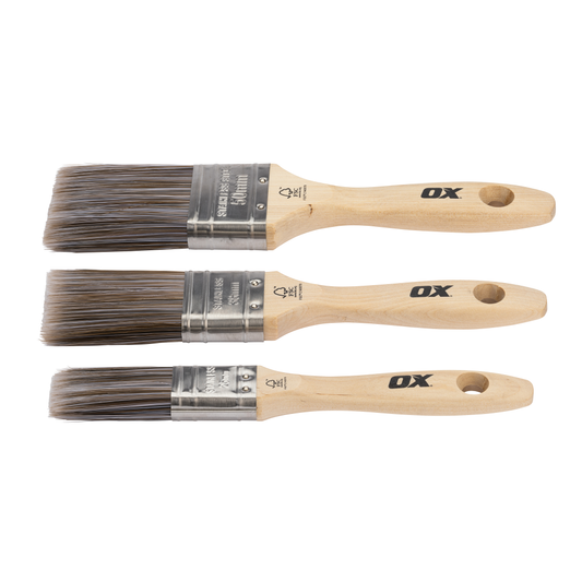 OX Trade 3 Piece Paint Brush Set – 25/38/50mm